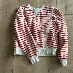 Evereve Red and Cream Striped Pullover